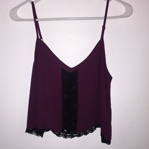Forever 21 Purple Crop Top w/ black lace detail
